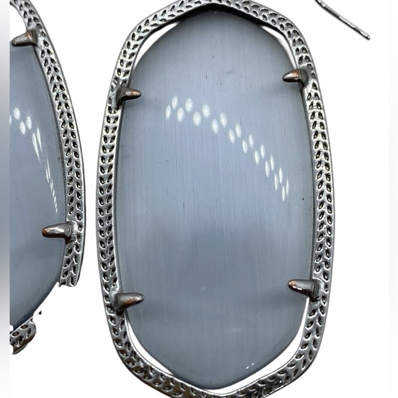 Kendra Scott Danielle Large Drop Earrings Slate Cat's Eye Glass Silver - Picture 5 of 9